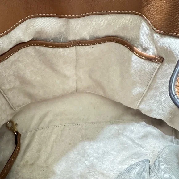 Michael Kors Marina North South Tote Bag Large Cream Tan  Drawstring - Picture 10 of 14